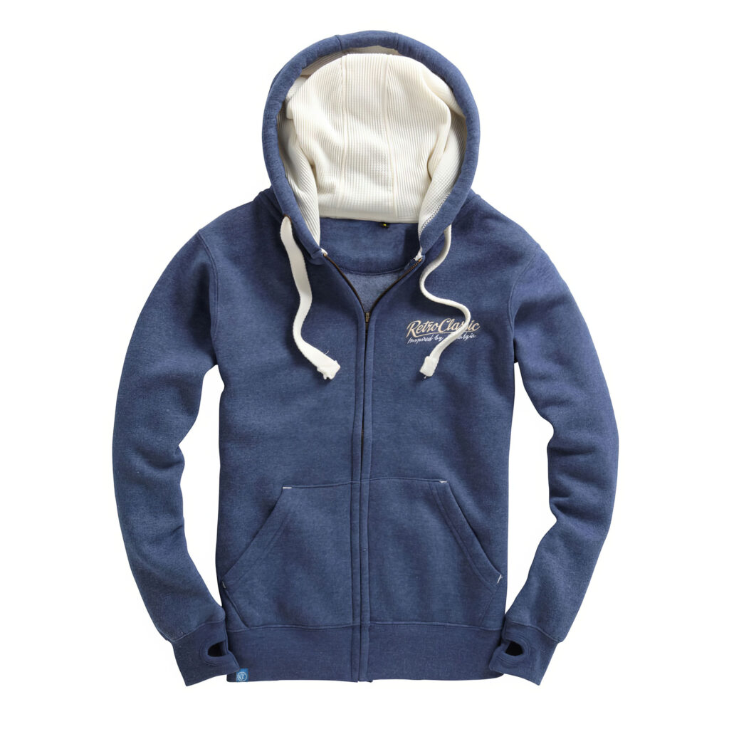 RetroClassic Full-Zip Hoodie – Heavyweight Comfort - Navy Melange