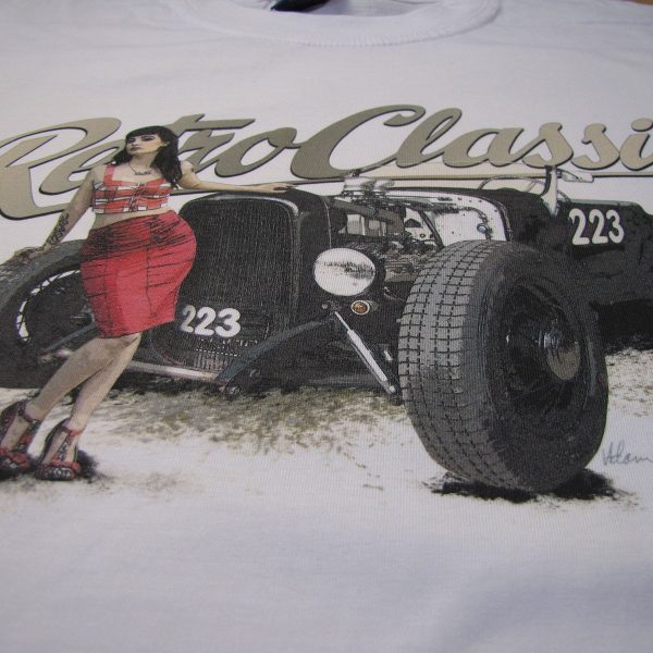 American Hot Rod 223 Car and Scarlet Fatale Mens T-Shirt