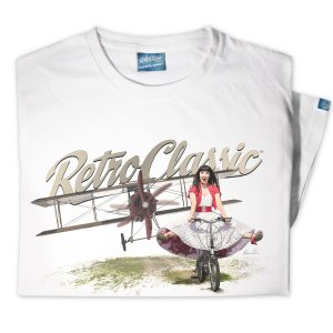 RetroClassic Old Biplane & Scarlet Fatale Pin-Up T-Shirt