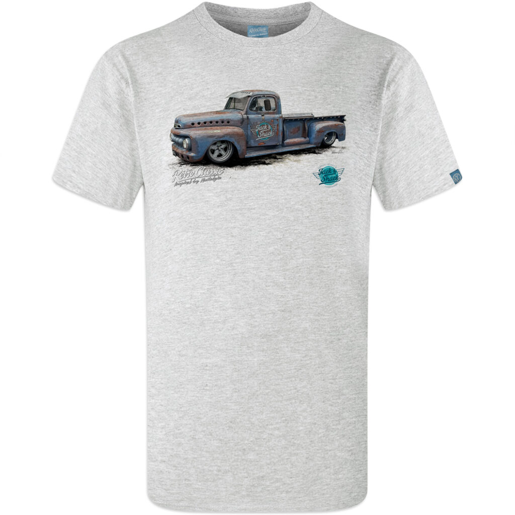 Jack's Shack 1952 ford f100 Monster Pick-Up Truck Mens T-Shirt - Image 3