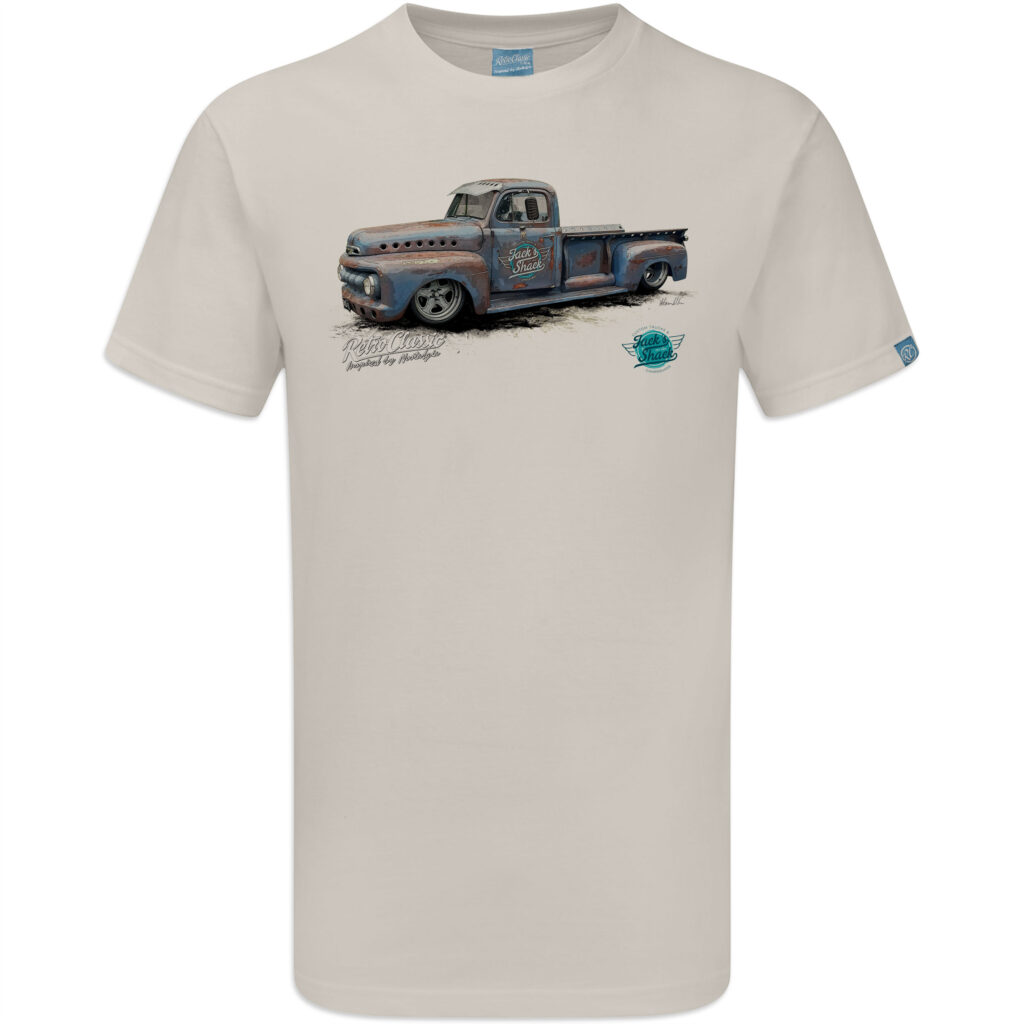 Jack's Shack 1952 ford f100 Monster Pick-Up Truck Mens T-Shirt - Image 7