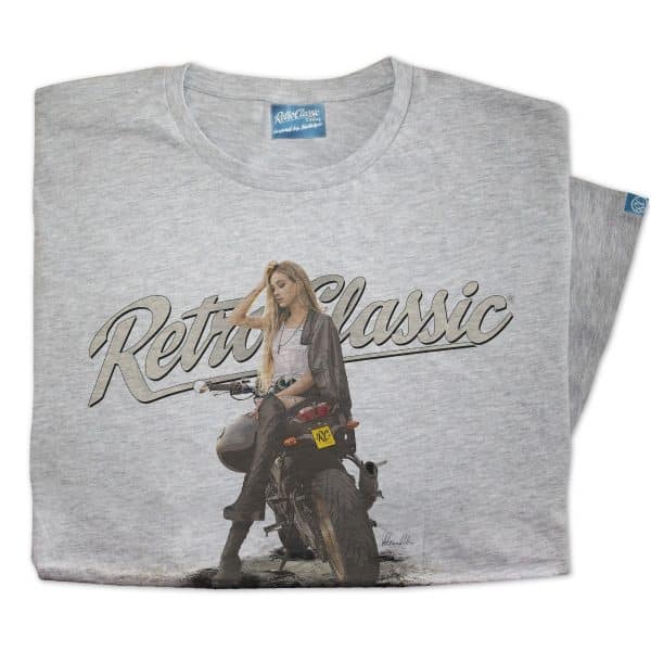 Yamaha FZ8 Motorbike & Biker Chick Model Sophie Mens T-Shirt - Image 6