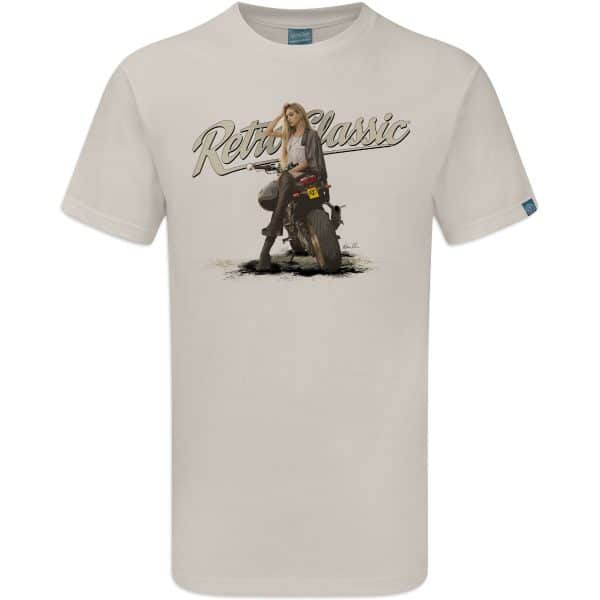 Yamaha FZ8 Motorbike & Biker Chick Model Sophie Mens T-Shirt - Image 3