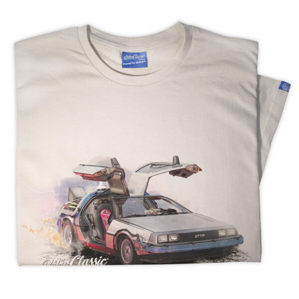 BTTF Car Replica 'DeLorean Time Machine' Mens T-Shirt - Image 4