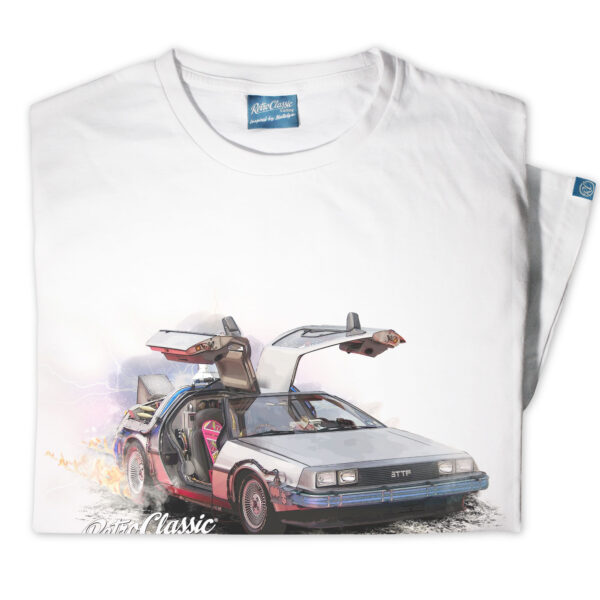 BTTF Car Replica 'DeLorean Time Machine' Mens T-Shirt - Image 2
