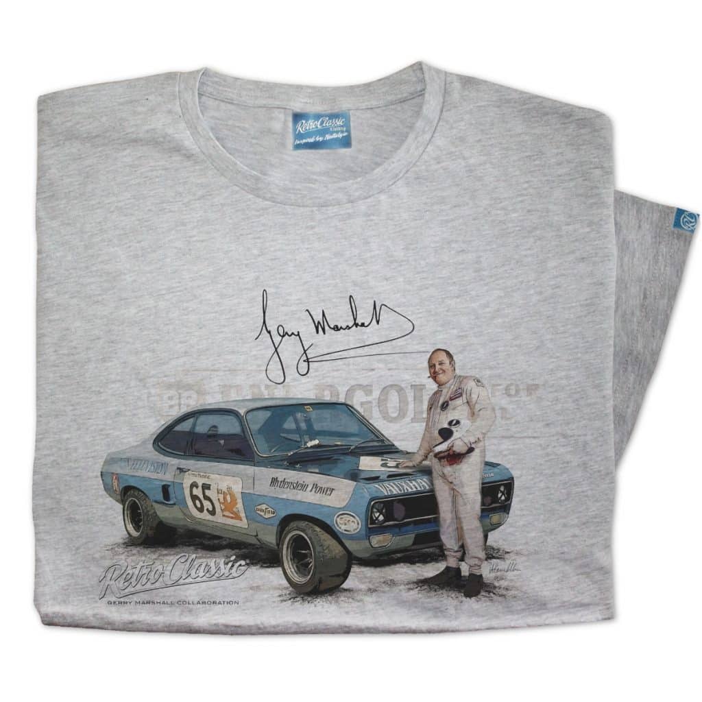 Mens 1971 Vauxhall Firenza 'Old Nail' Official Gerry Marshall Classic Race Car T-Shirt - Image 5
