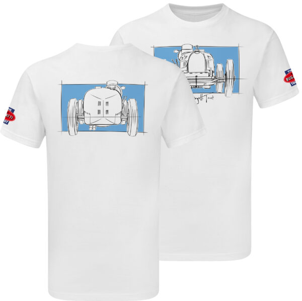 The Bugatti Trust – Stefan Marjoram Bugatti T35 Grand Prix car Sketch Kids T-Shirt - Image 3