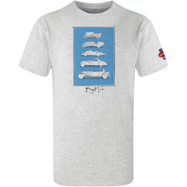The Bugatti Trust – Stefan Marjoram Bugatti Distinct Car Models Sketch T-Shirt - Image 7