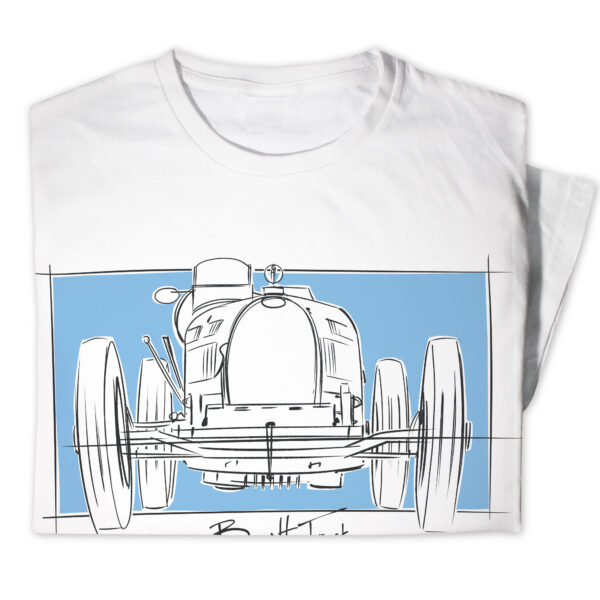 The Bugatti Trust – Stefan Marjoram Bugatti T35 Grand Prix car Sketch T-Shirt - Image 7