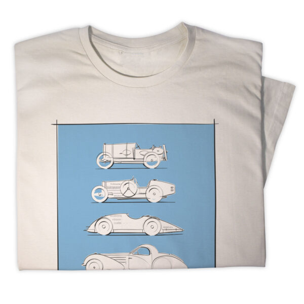 The Bugatti Trust – Stefan Marjoram Bugatti Distinct Car Models Sketch T-Shirt - Image 4