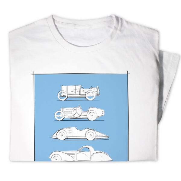 The Bugatti Trust – Stefan Marjoram Bugatti Distinct Car Models Sketch T-Shirt - Image 2