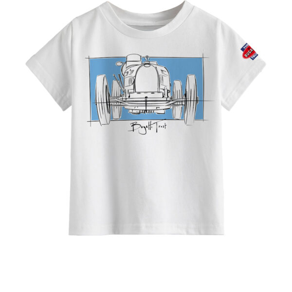 The Bugatti Trust – Stefan Marjoram Bugatti T35 Grand Prix car Sketch Kids T-Shirt - Image 2