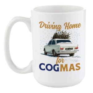 The Smallest Cog – “Driving Home for Cogmas” Oliver Mug (11oz)